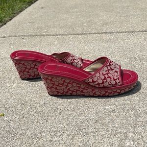 Red COACH heel sandals